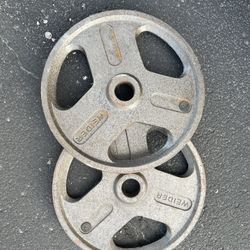 Weider Olympic 2” Hammertone 45 Lb Weight Plates 2x45Lb Total 90Lbs Tri-Grip