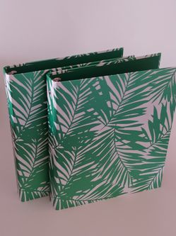 Casebound Binders, 1" Rings, Green Foil Palms