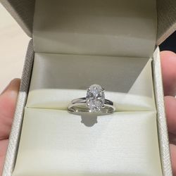 Oval Lab Diamond in 14K solid white gold Ring