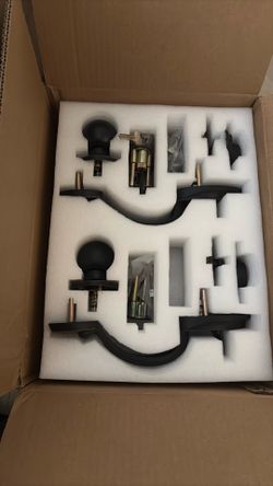 Double door lock handle key set oil rubbed bronze