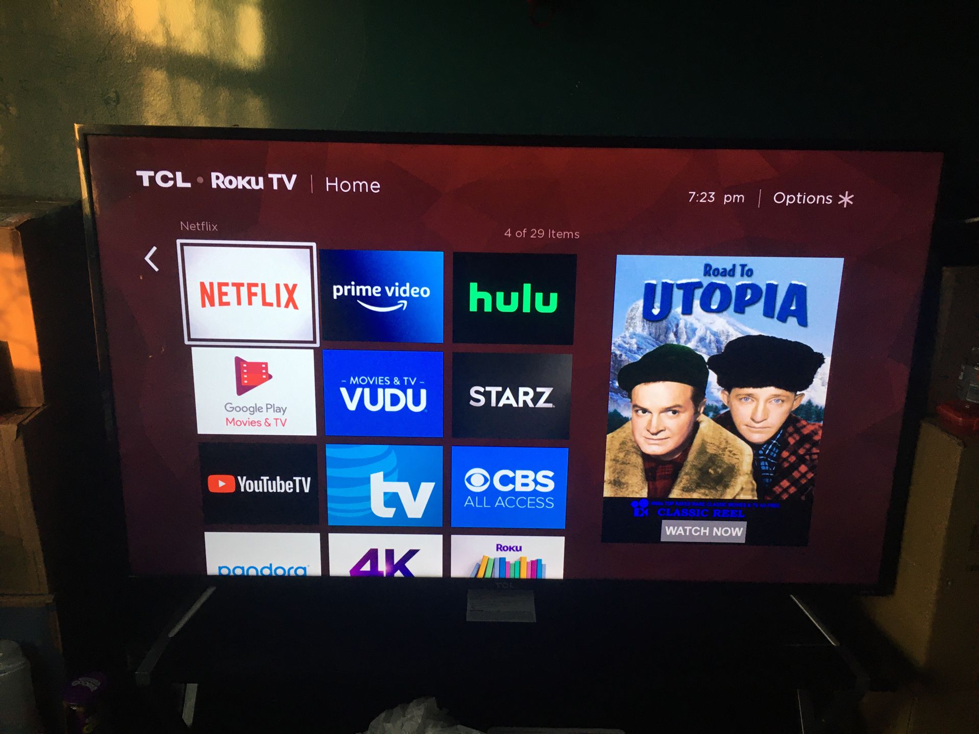 Ultra 4K TCL ROKU TV 65 inch with tv stand pick up only