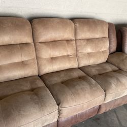 Brown recliner sofa and recliner chair