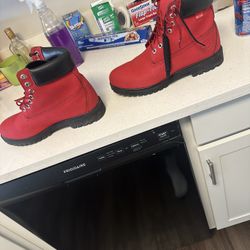 Red Rare Timberland Boots Size 11