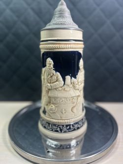 Vintage Reinhold Merkelbach German Beer Stein 3956  with Lid “ CARD PLAYERS”