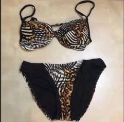 Leopard print 2 piece bikini swimsuit
