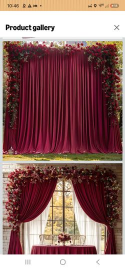 10ft by 10ft burgundy backdrop curtains