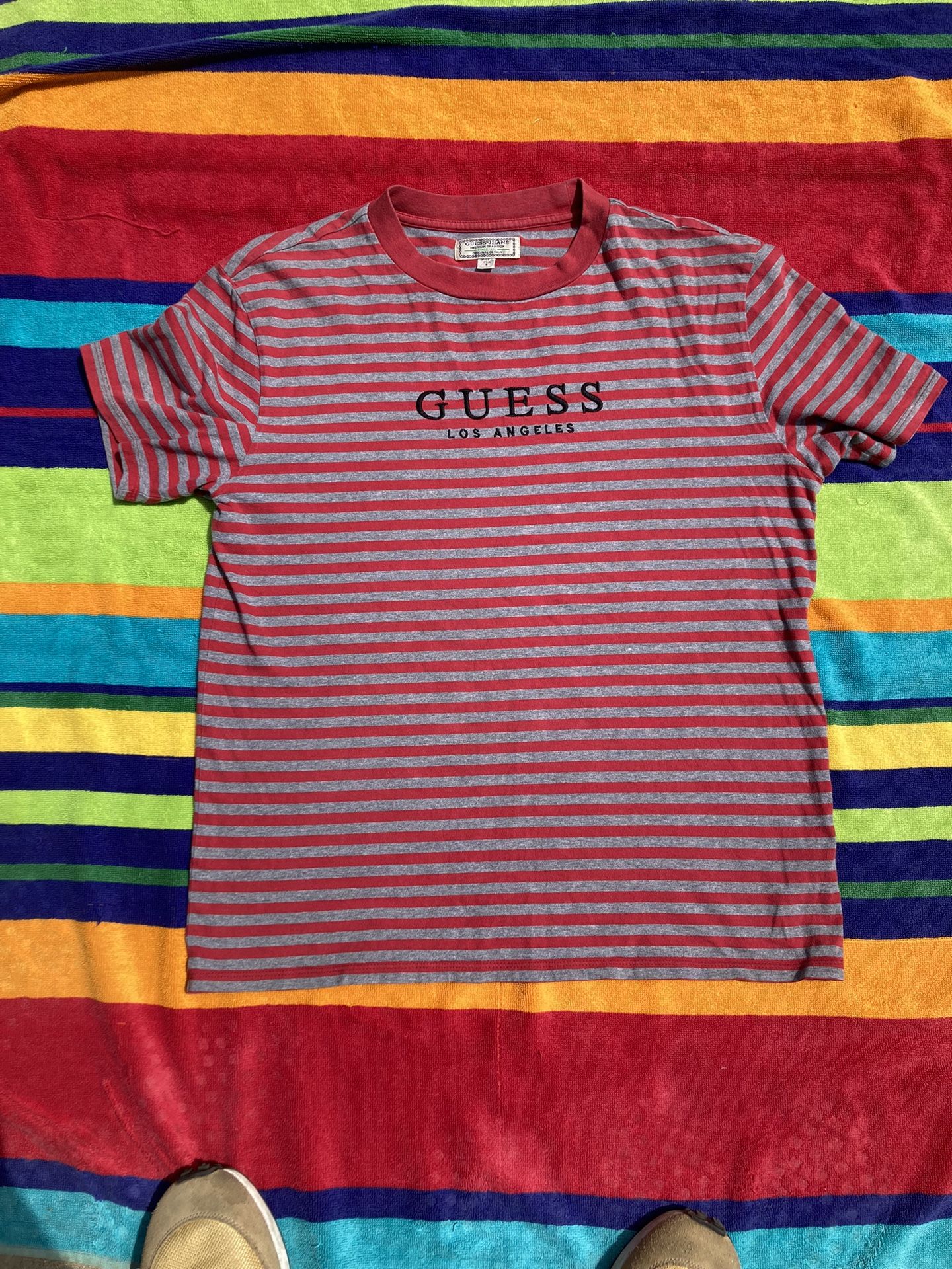Guess Los Angeles striped shirt size small 26” top to bottom 21” pit to pit