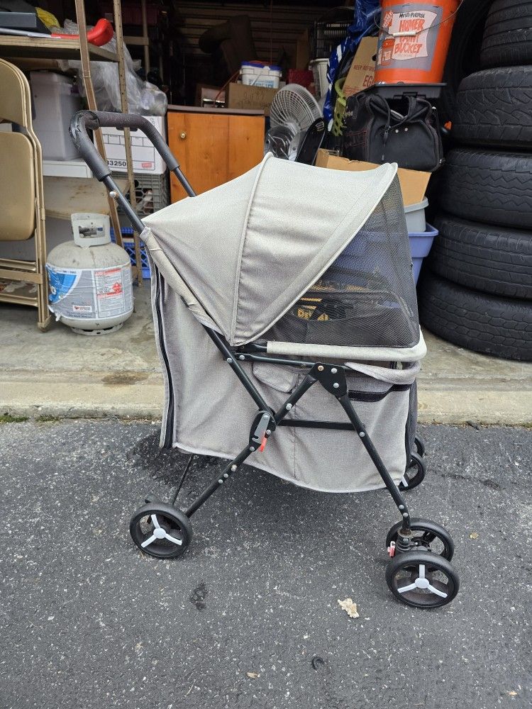 Pet Push Cart with Sun Shade Cover; Folds Up For Easy Transport/Storage 