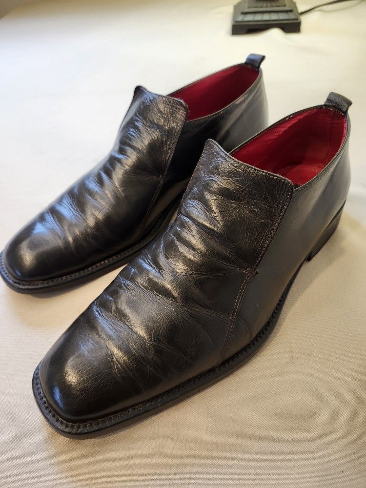 GORDON RUSH MEN'S DRESS SHOES SOFT BLACK CASUAL SLIP ON RED INSOLE LOAFERS SIZE 10.5