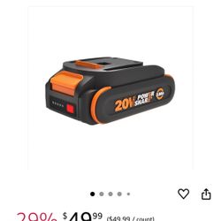 WORX 20V Battery PowerShare Lithium-ION 2.0 Ah 1 pc, WA3669