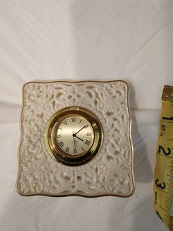 3" Square Ceramic Lenox Miniature Upright Desk Nightstand Clock