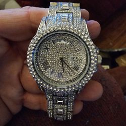 Men's Arabic Fully Ice out Sport Iced Cz VVS Quality Watch Stainless Steel Bandu