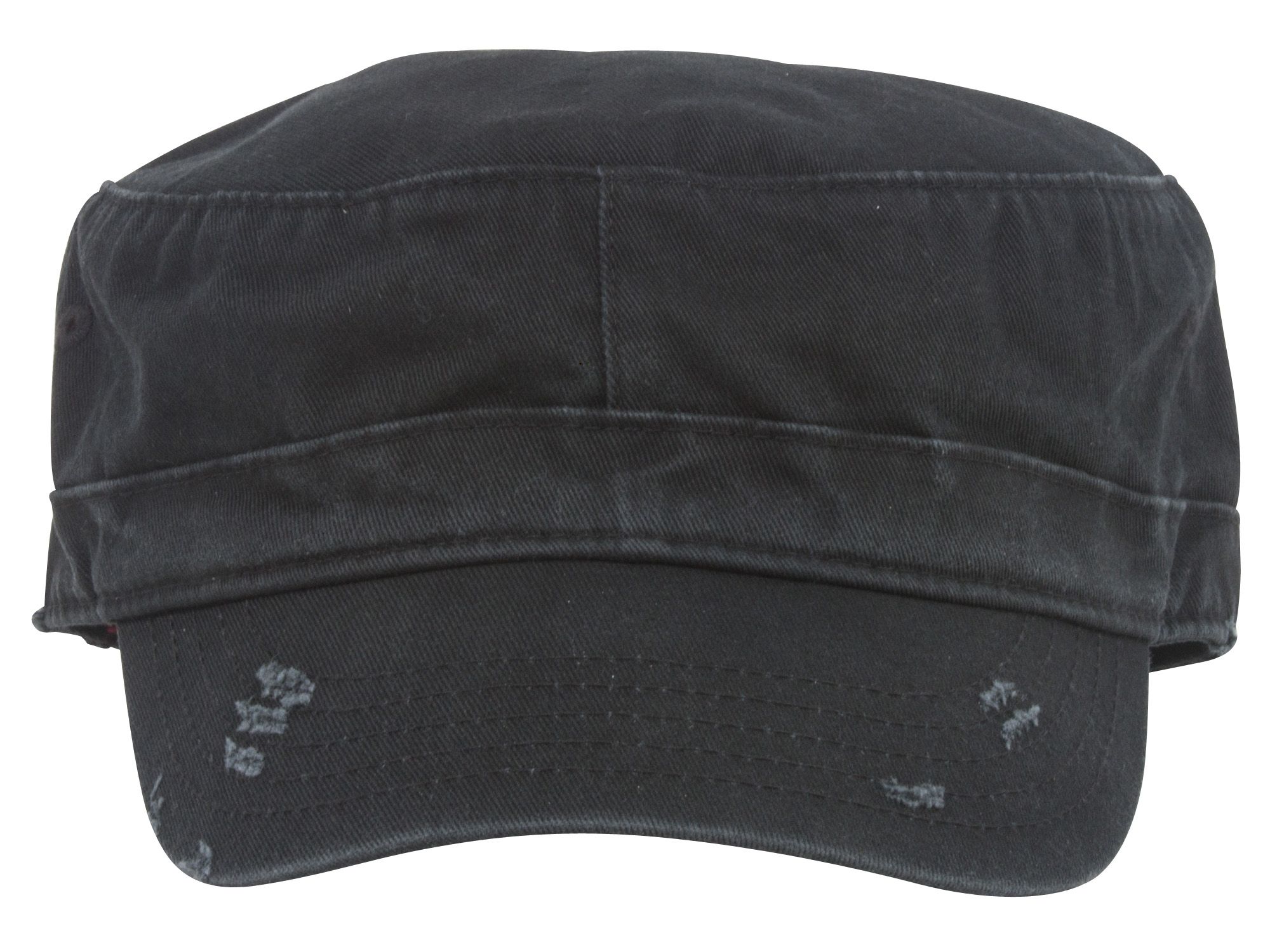 Distressed Washed Cadet Army Cap- Black