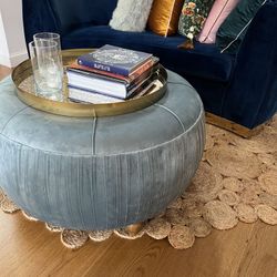 Helena Round Velvet Ottoman