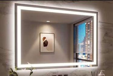 Forclover 48 in. W x 36 in. H Rectangular Aluminum Frameless Dimmable Anti-Fog Wall LED Bathroom Vanity Mirror in White