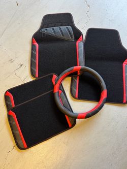 Floor mats and steering wheel cover