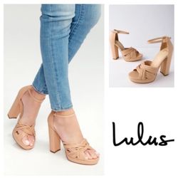 Lulus Sivan Nude Platform Ankle Strap Heels