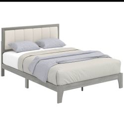 New in box. Full Bed Frame with Headboard Full Size Platform Bed Frame with Wooden Slats