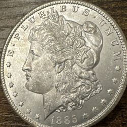 1885-CC MORGAN SILVER DOLLAR - Carson City Full Breast Feathers - MS+ Excellent
