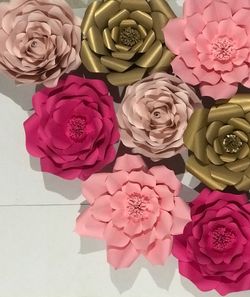 Paper flowers and backdrop