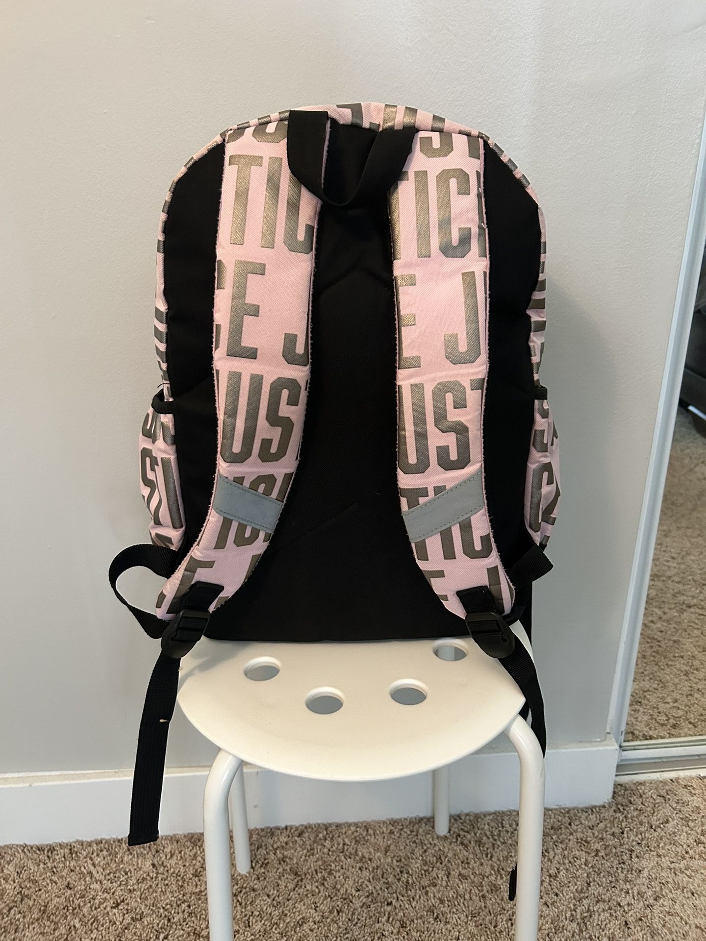 Justice Girls’ Backpack with Free Lanyard Metallic Pink