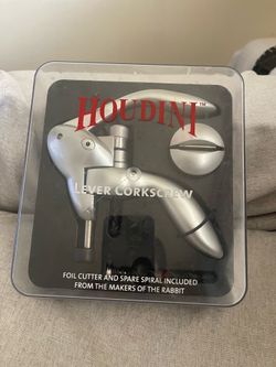 Houdini Lever Corkscrew Wine Opener with Foil Cutter & Spare Spiral