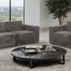 Brand New Grey Super Plush Compressed Foam Sofa & Loveseat