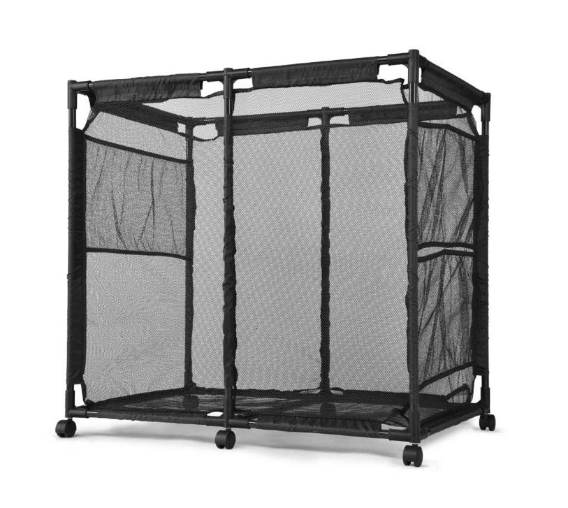 Mesh Pool Storage Bin Rolling Cart Organizer 35x33x22 in Black - Halloween Sale