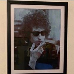 Bob Dylan custom art piece on black frame