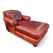 Red Leather Luxury Couch Chaise 