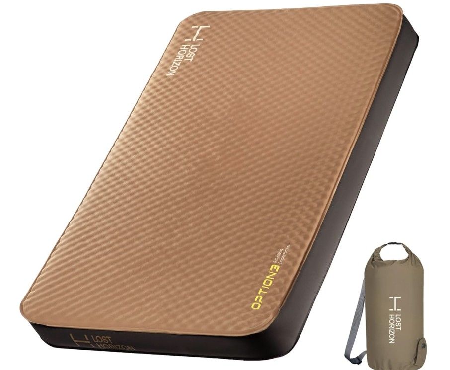 LOSTHORIZON Air & Foam Camping Mattress, Self-Inflating Sleeping Pad, 4.5" Thick, with Pump Sack