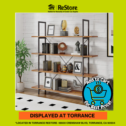 Christopher Knight Home Industrial Iron Bookcase with Solid Wood Shelves and X-Frame in Antique Black Finish