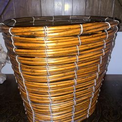 Rattan & Bamboo Waste Basket/Trash Can