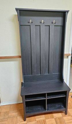 Hall Tree entryway bench w/ coat hooks and shelves