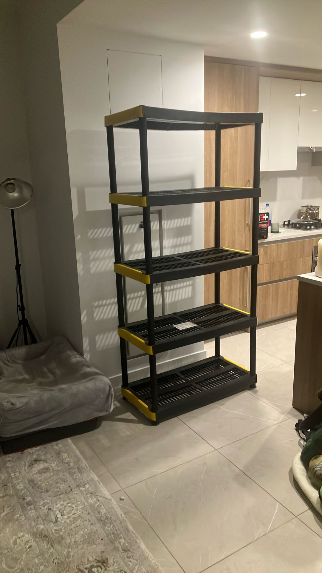 HDX 5 Tier Shelf Black With Yellow