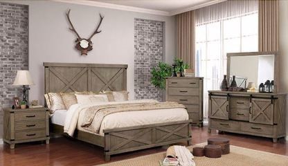 Brand New 4 PC Grey Rustic Wood Bedroom Set