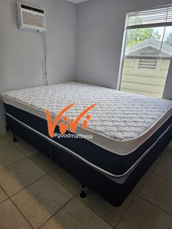 QUEEN PILLOW TOP MATTRESS WITH BOX SPRING 2PC. BED FRAME ISN'T AVAILABLE