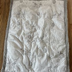 Cloud Island Baby Comforter Quilt Embroidered Animals White Gray 
