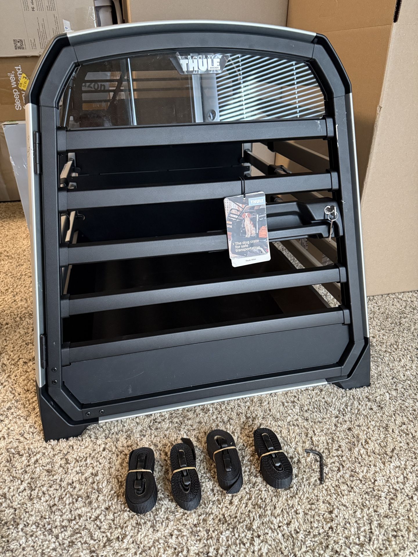 New Open Thule Allax Large Dog Crate Cars Travel Crash Tested Built In Lock Up to 100 Pounds