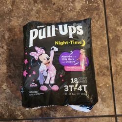 Brand New Package Of Huggies Pull Ups For Girls Nighttime Diapers Size 3T-4T 18 Count