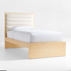 Crate and Barrel Twin Bed- Light Wood Plus Upholstery