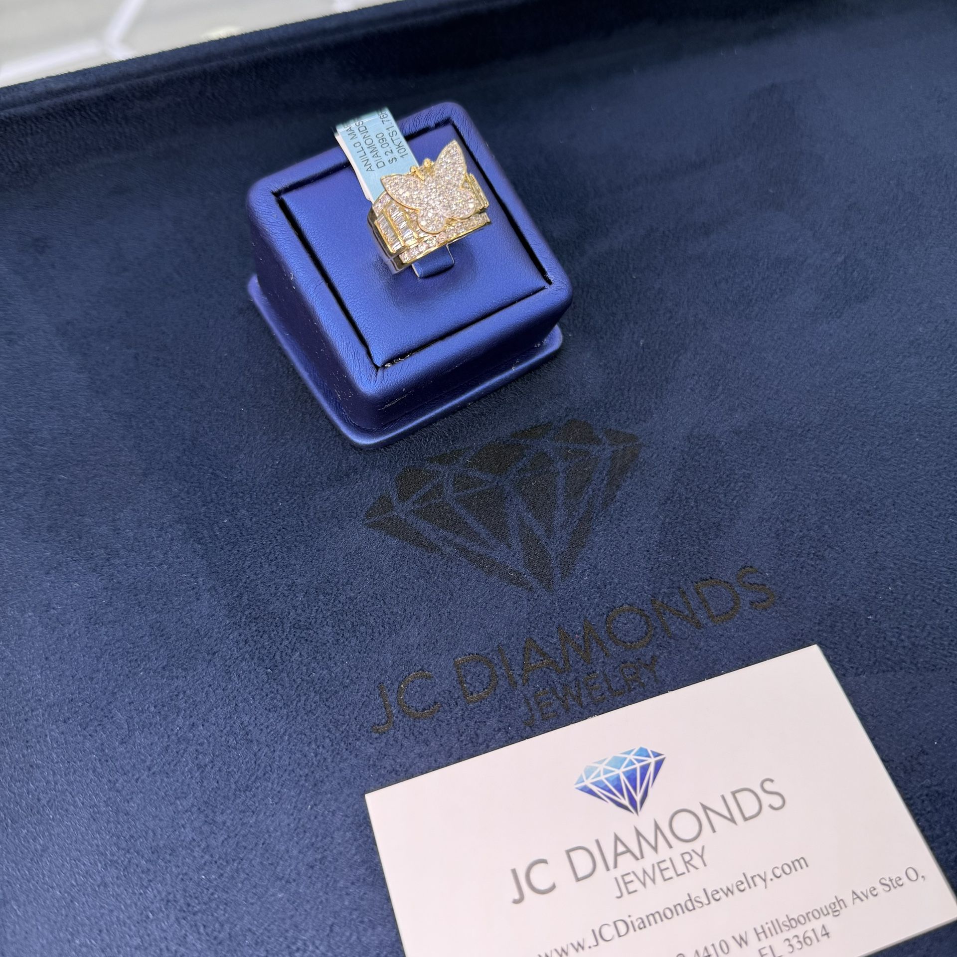 Ring Butterfly Big Diamonds Real 10k Gold 