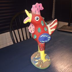 Mexican Pottery Rooster Bird Art - Large