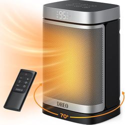 Space Heater Indoor, 1500W Portable Heaters Remote, PTC Ceramic Electric Bedroom Thermostat 70°Oscillation Safety 12h Timer Home Office