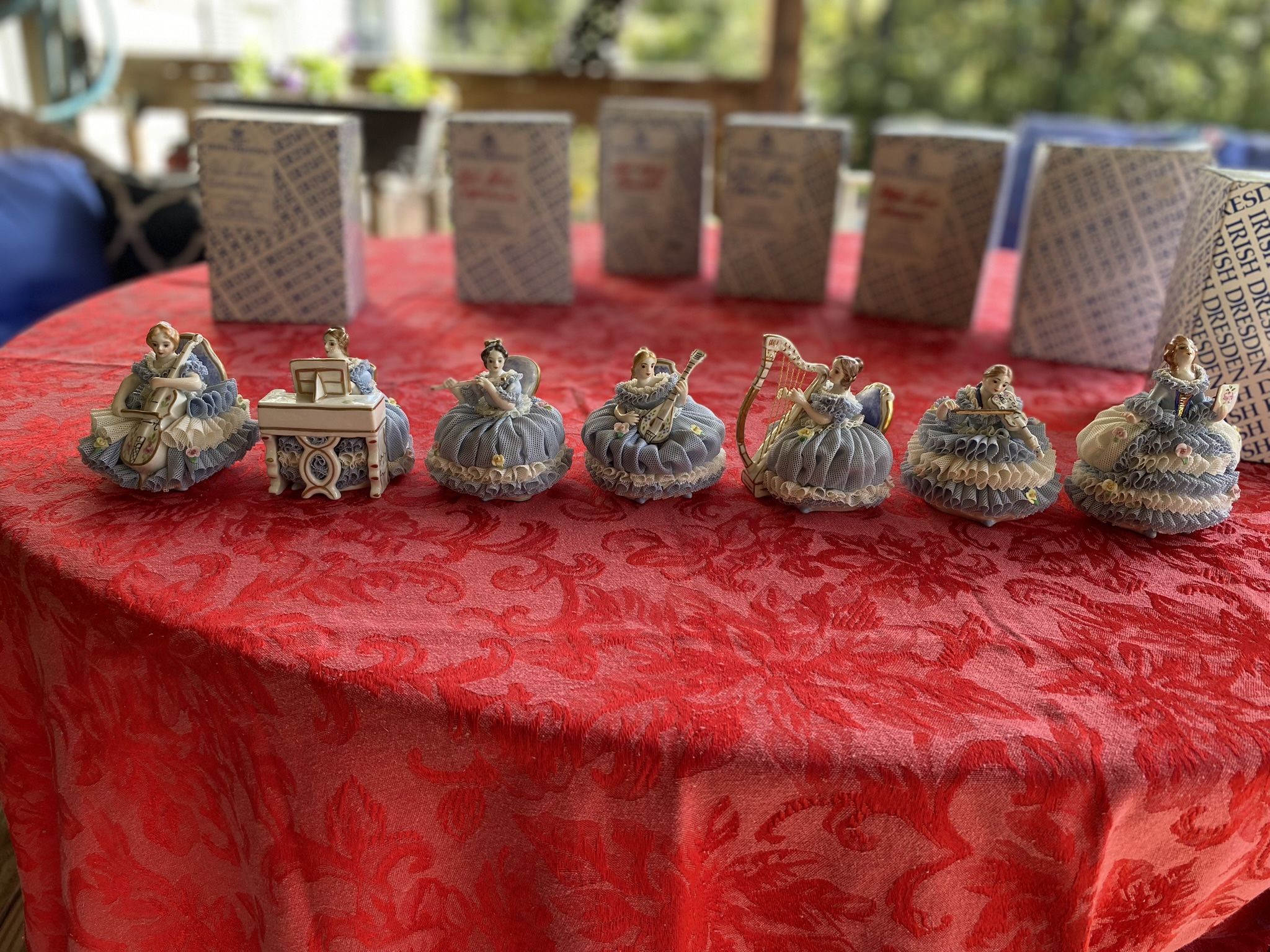 Dresden Figurines Porcelain Lace Set Irish Celtic Melody