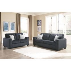 Brand New Ashley Altari Slate Sofa And Loveseat Set