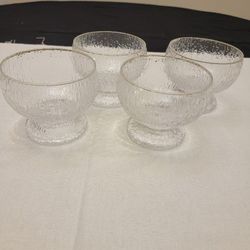 Set of 4 Iittala Kekkerit Timo Sarpaneva Glass Desert Bowls Finland 1970's