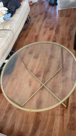Round Glass Top Coffee Table Gold Frame