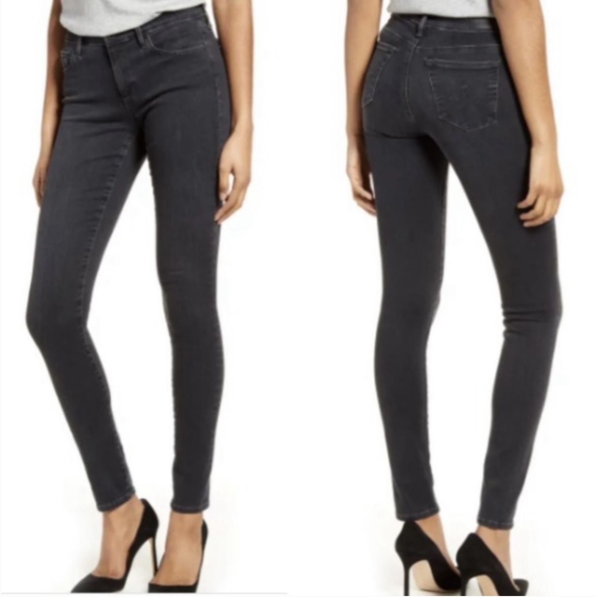 AG Adriano Goldschmied Womens Dark Grey Low Rise The Legging Super Skinny Jeans