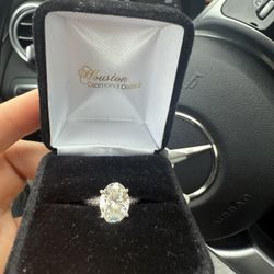 VS2)3 Carat (ctw) 14K White Gold Oval,Round Cut LAB GROWN